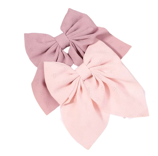 * Bow Hair Clip - Mauve & Pink
