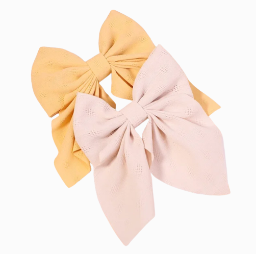 * Bow Hair Clip - Yellow & Pink
