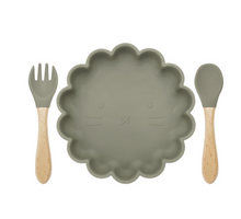 Load image into Gallery viewer, * Silicone Plate with Spoon &amp; Fork - Army Green
