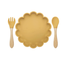 Load image into Gallery viewer, * Silicone Plate with Spoon &amp; Fork - Mustard

