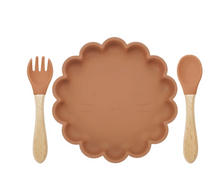 Load image into Gallery viewer, * Silicone Plate with Spoon &amp; Fork - Pumpkin
