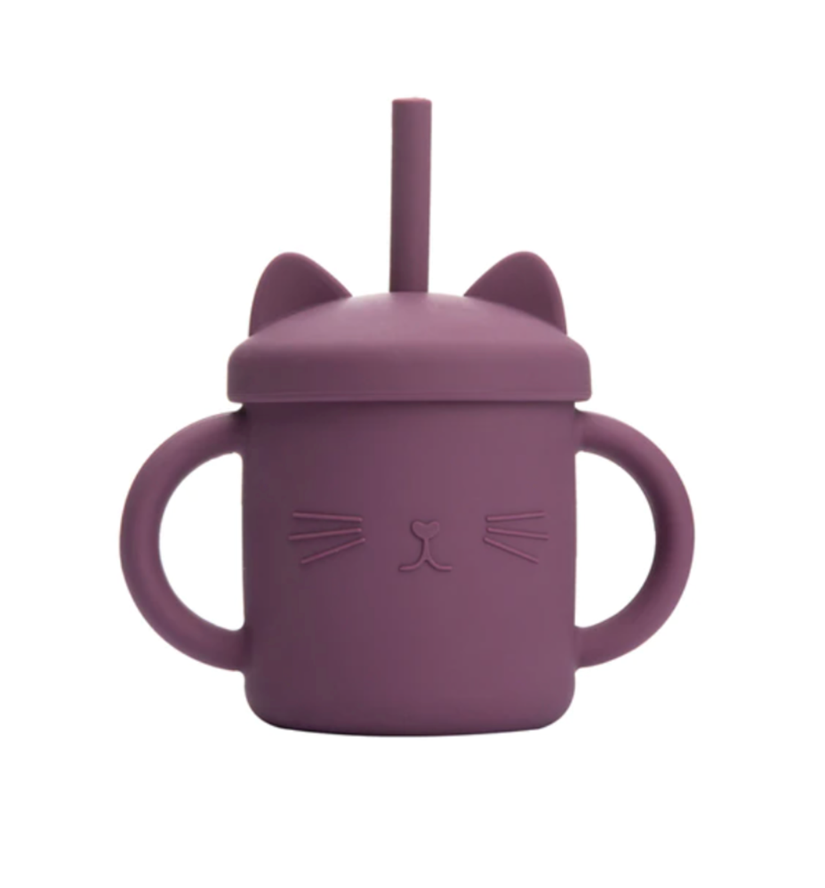 Silicone Cup with Straw - Purple