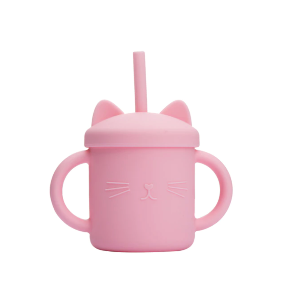 Silicone Cup with Straw - Pink
