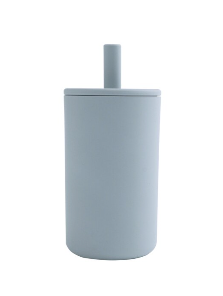 Silicone Cup with Straw - Blue
