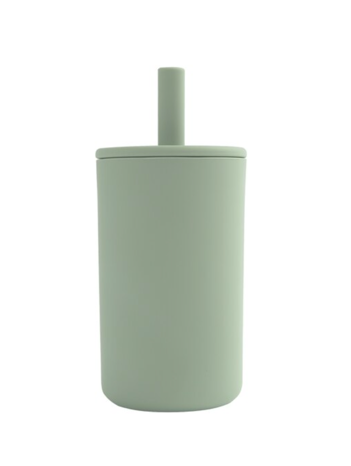 Silicone Cup with Straw - Green