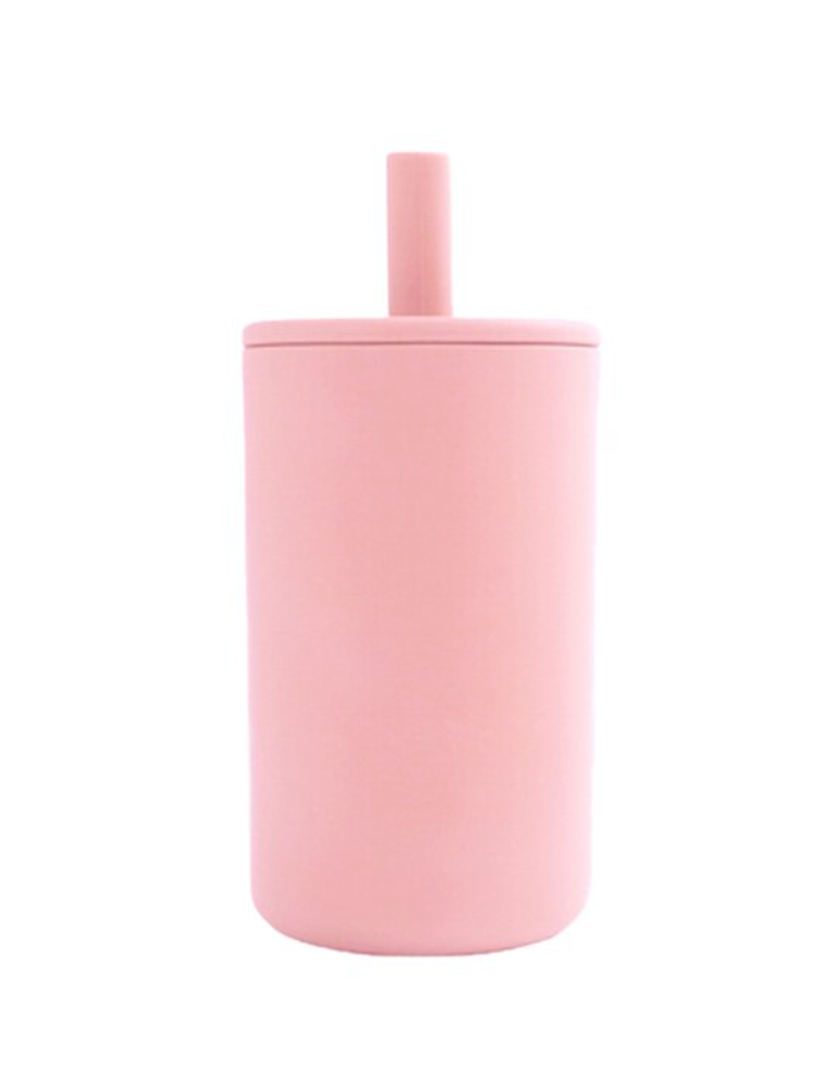 Silicone Cup with Straw - Pink