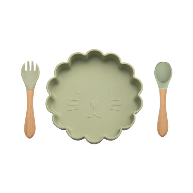 Silicone Plate with Spoon & Fork